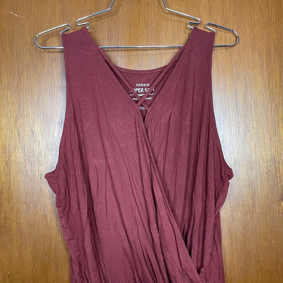 Torrid Plus Size Brick Red Super Soft CrissCross Surplice Bodysuit Size 3X - Picture 3 of 8